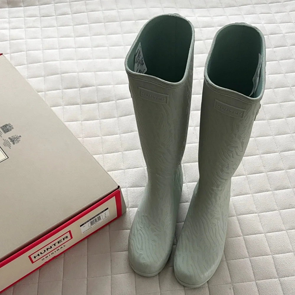 Hunter Women's Org Ref Fit Boot Seaspray/Light Green Rain Boots - Picture 2 of 8